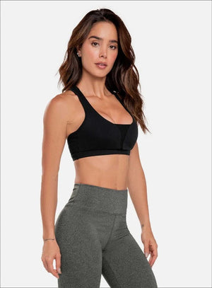Top deportivo color negro para mujer, marca BABALÚ, referencia 32553, vista frontal. Compra al por mayor en int.babalu.com.co en USD.