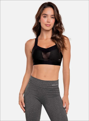 Top deportivo color negro para mujer, marca BABALÚ, referencia 92343, vista frontal. Compra al por mayor en int.babalu.com.co en USD.