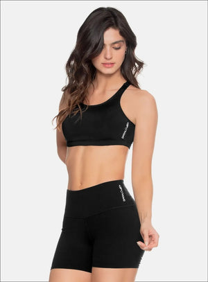 Top deportivo color negro para mujer, marca BABALÚ, referencia 97293, vista frontal. Compra al por mayor en int.babalu.com.co en USD.