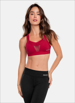 Top deportivo color rojo para mujer, marca BABALÚ, referencia 92343, vista frontal. Compra al por mayor en int.babalu.com.co en USD.