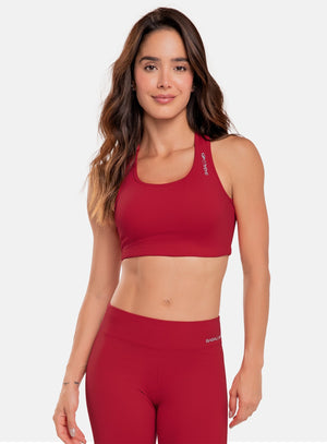 Top deportivo color rojo para mujer, marca BABALÚ, referencia 97293, vista frontal. Compra al por mayor en int.babalu.com.co en USD.