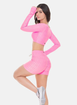 Top deportivo color rosado para mujer, marca BABALÚ, referencia 107723, vista lateral. Compra al por mayor en int.babalu.com.co en USD.