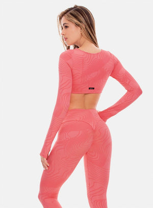 Top deportivo color salmon para mujer, marca BABALÚ, referencia 107533, vista trasera. Compra al por mayor en int.babalu.com.co en USD.