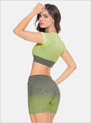 Top deportivo color verde para mujer, marca BABALÚ, referencia 109273, vista lateral. Compra al por mayor en int.babalu.com.co en USD.