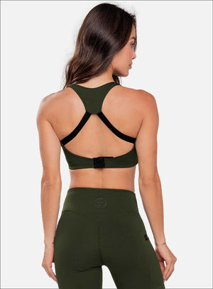Top deportivo color verde para mujer, marca BABALÚ, referencia 111073, vista trasera. Compra al por mayor en int.babalu.com.co en USD.