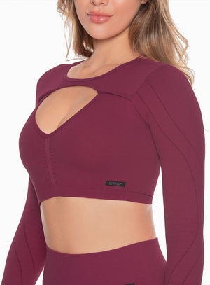 Top deportivo color vino tinto para mujer, marca BABALÚ, referencia 109313, vista frontal. Compra al por mayor en int.babalu.com.co en USD.