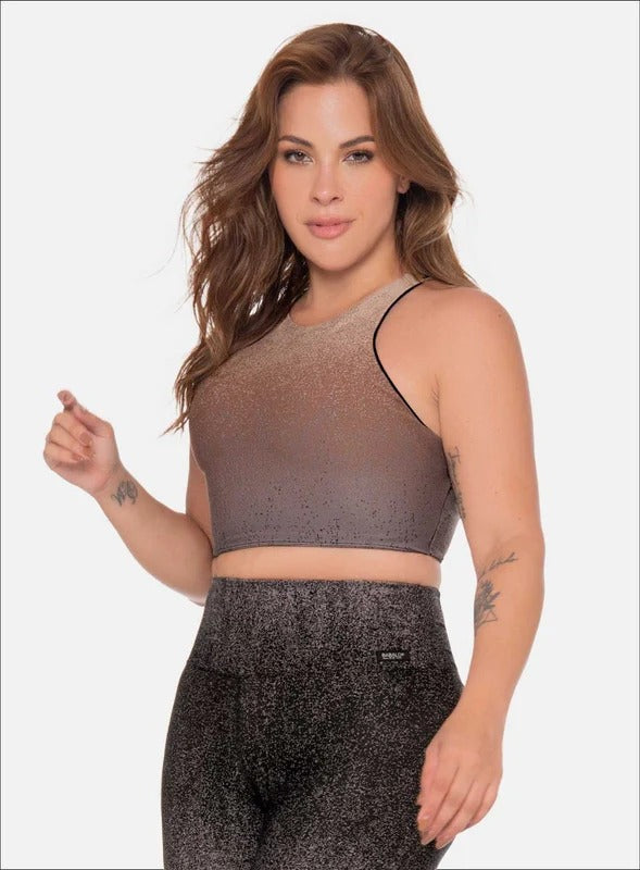 TOP DEPORTIVO POLIAMIDA JACQUARD CON EFECTO DEGRADE