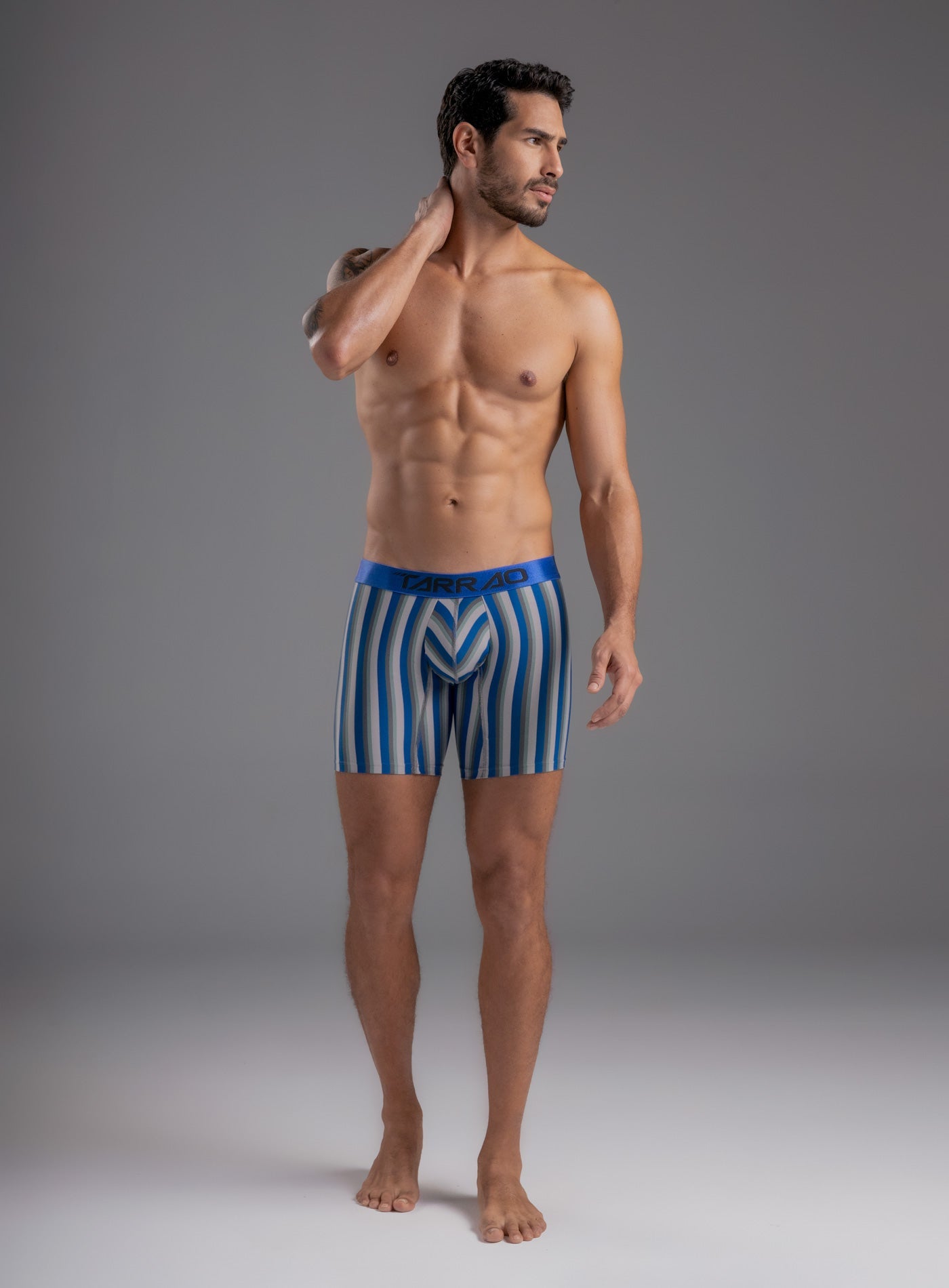 MICROFIBER STRIPED LONG BOXER BRIEF