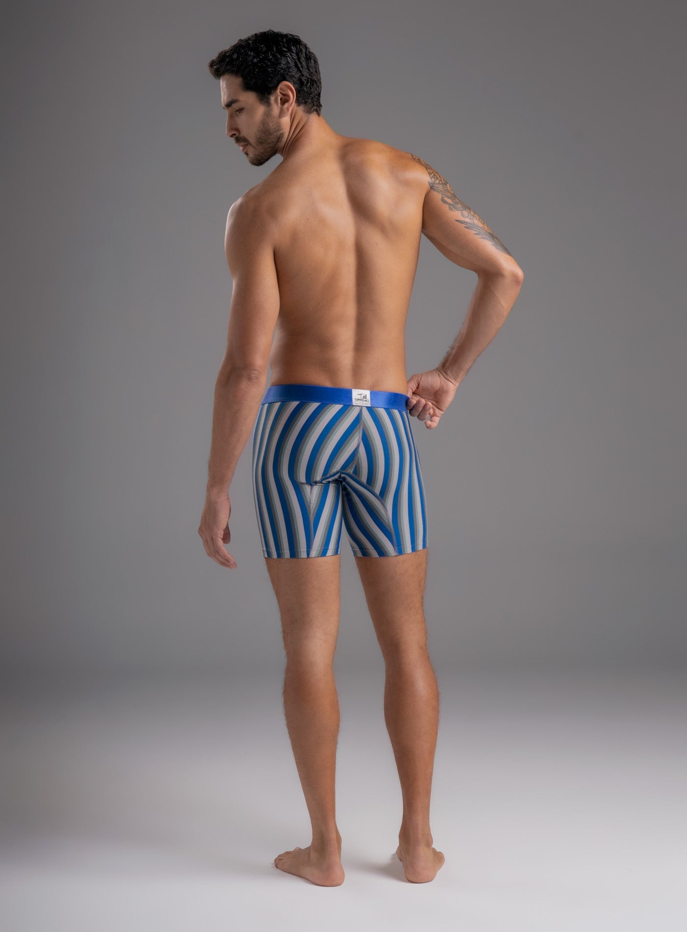 MICROFIBER STRIPED LONG BOXER BRIEF