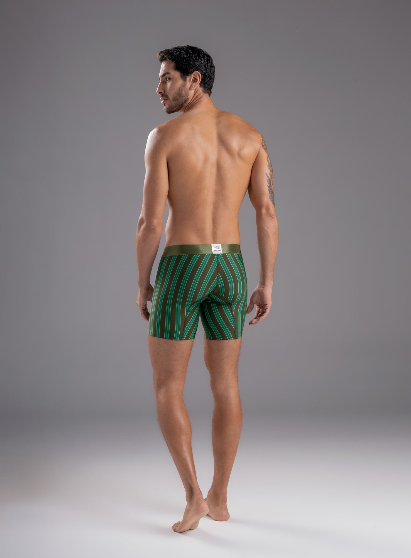 LONG MICROFIBER BOXER BRIEFS WITH STRIPES