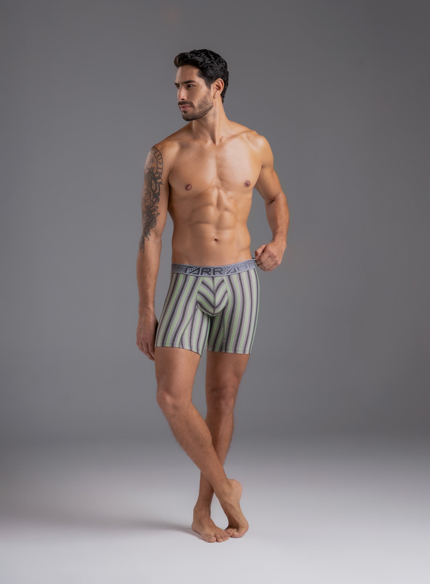 LONG STRIPED MICROFIBER BOXERS