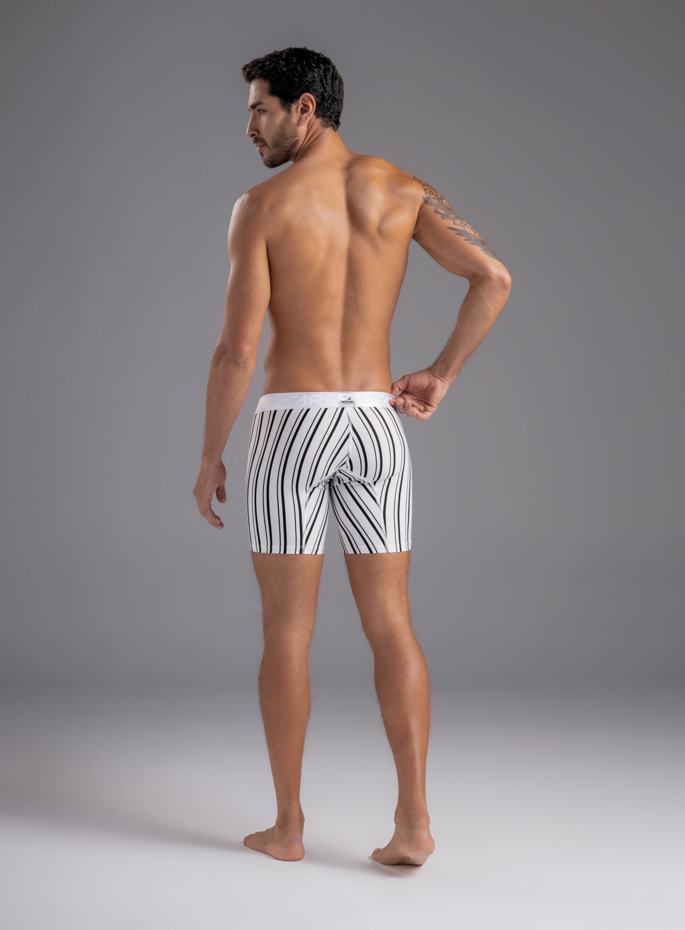 LONG STRIPED MICROFIBER BOXER BRIEFS