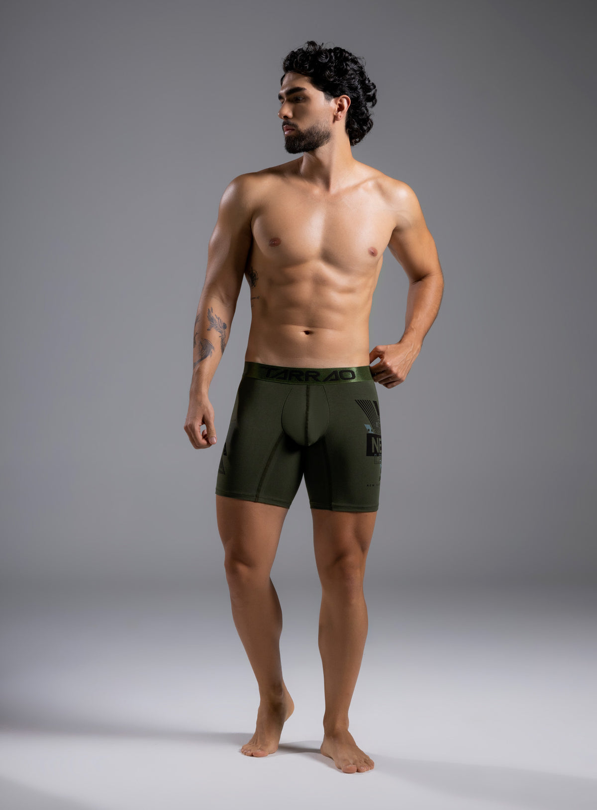 Long Printed Cotton Boxer Briefs