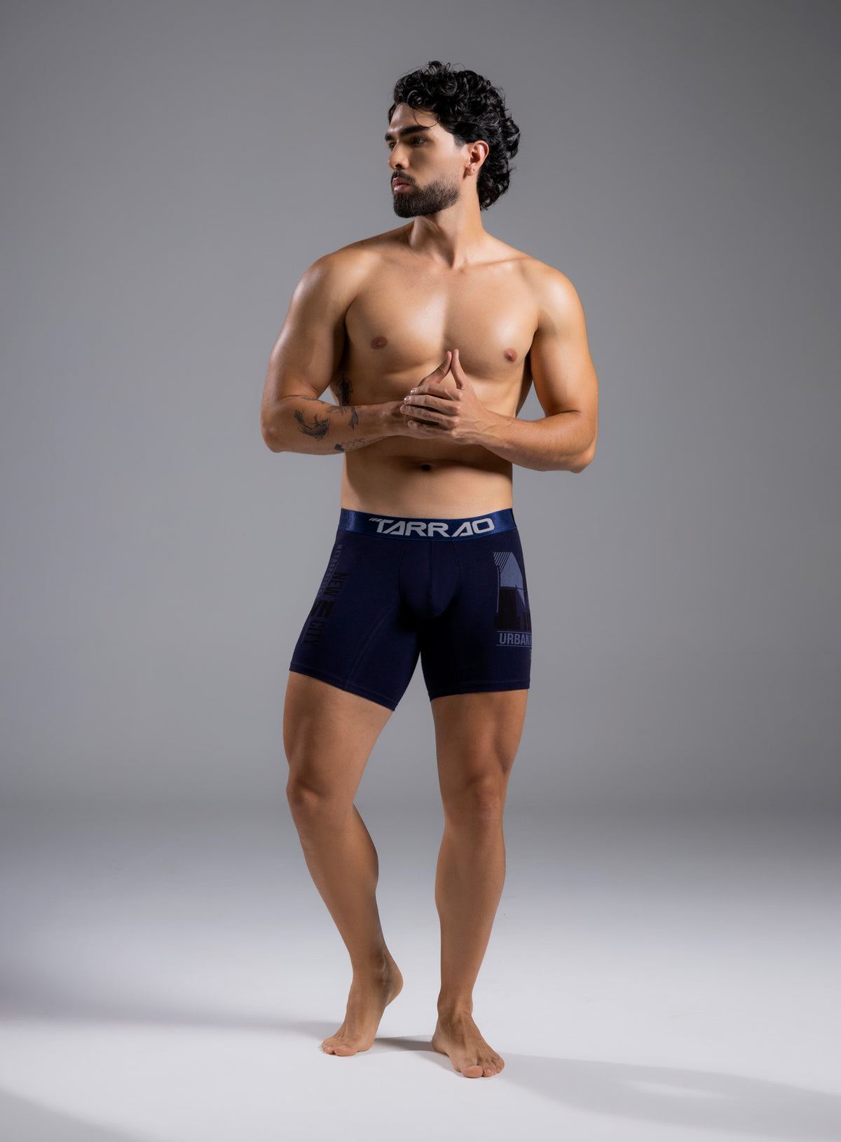Long Printed Cotton Boxer Briefs