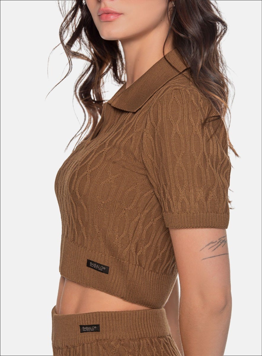 Blusa deportiva color arequipe para mujer, marca BABALÚ, referencia 110003, vista lateral. Compra al por mayor en int.babalu.com.co en USD.