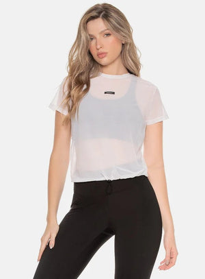 Blusa deportiva color blanco para mujer, marca BABALÚ, referencia 101383, vista frontal. Compra al por mayor en int.babalu.com.co en USD.