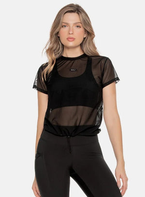 Blusa deportiva color negro para mujer, marca BABALÚ, referencia 101383, vista frontal. Compra al por mayor en int.babalu.com.co en USD.