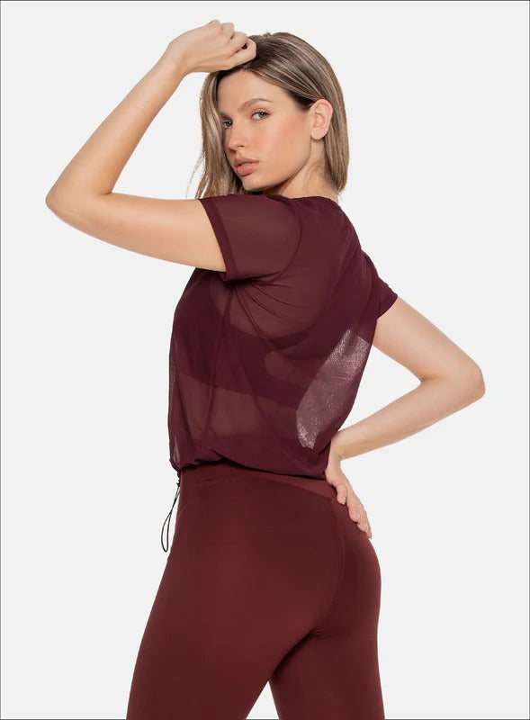 Blusa deportiva color vino tinto para mujer, marca BABALÚ, referencia 101383, vista lateral. Compra al por mayor en int.babalu.com.co en USD.