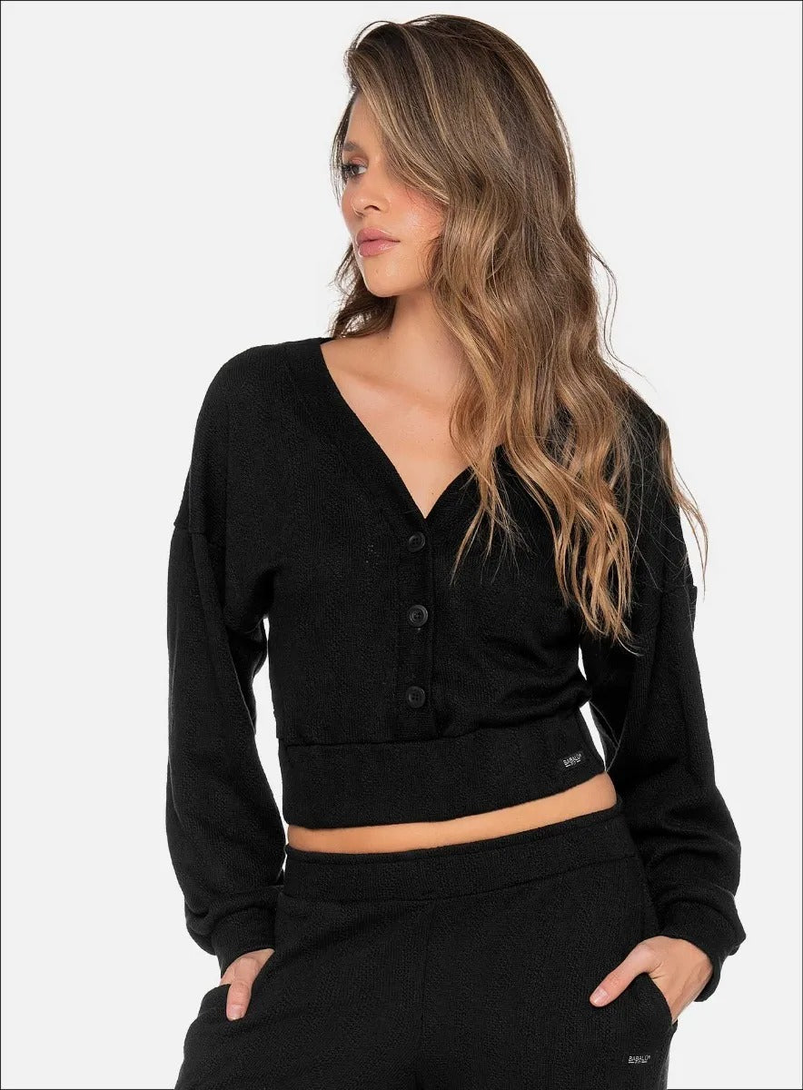 Buzo casual color negro para mujer, marca BABALÚ, referencia 111563, vista frontal. Compra al por mayor en int.babalu.com.co en USD.