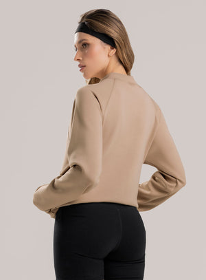 Buzo deportivo color beige para mujer, marca BABALÚ, referencia 113943, vista trasera. Compra al por mayor en int.babalu.com.co en USD.
