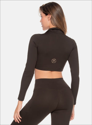 Buzo deportivo color cafe para mujer, marca BABALÚ, referencia 109263, vista trasera. Compra al por mayor en int.babalu.com.co en USD.