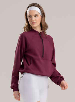 Buzo deportivo color vino tinto para mujer, marca BABALÚ, referencia 113943, vista frontal. Compra al por mayor en int.babalu.com.co en USD.