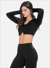 BUZO CORTO DAMA CUELLO SPORT CON CIERRE DELANTERO