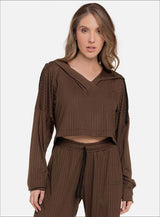 Chompa deportiva corta tela rib