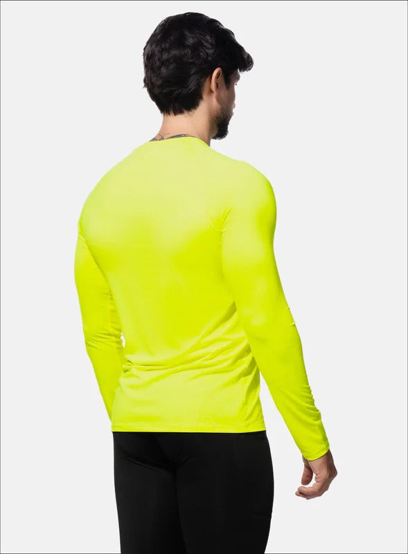 Camibuso deportivo color amarillo neon para hombre, marca INIZIO, referencia 84386, vista trasera. Compra al por mayor en int.babalu.com.co en USD.