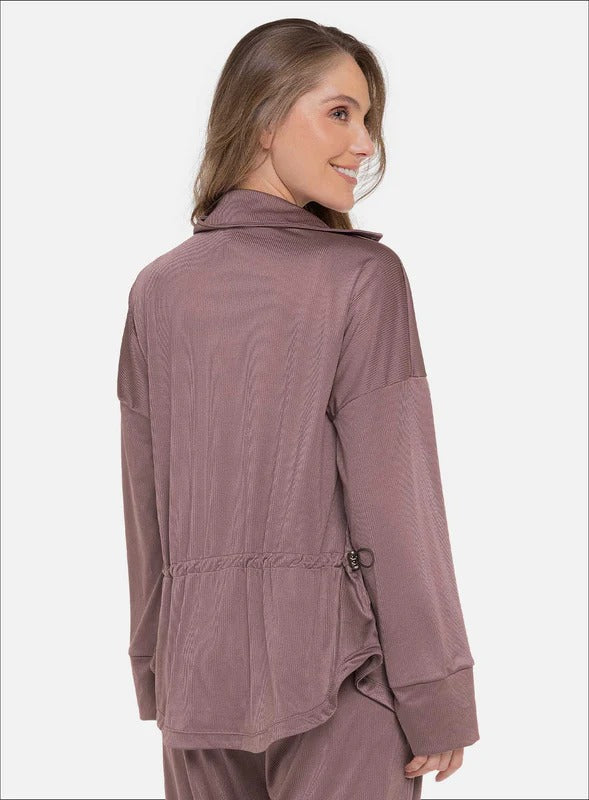 Camisa casual color mora leche para mujer, marca BABALÚ, referencia 112013, vista trasera. Compra al por mayor en int.babalu.com.co en USD.