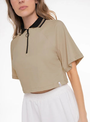 Camiseta casual color beige para mujer, marca BABALÚ, referencia 111613, vista frontal. Compra al por mayor en int.babalu.com.co en USD.