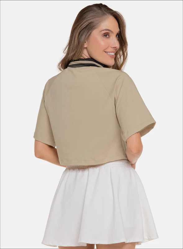 Camiseta casual color beige para mujer, marca BABALÚ, referencia 111613, vista trasera. Compra al por mayor en int.babalu.com.co en USD.