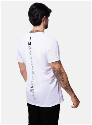 Camiseta deportiva color blanco para hombre, marca INIZIO, referencia 86536, vista trasera. Compra al por mayor en int.babalu.com.co en USD.