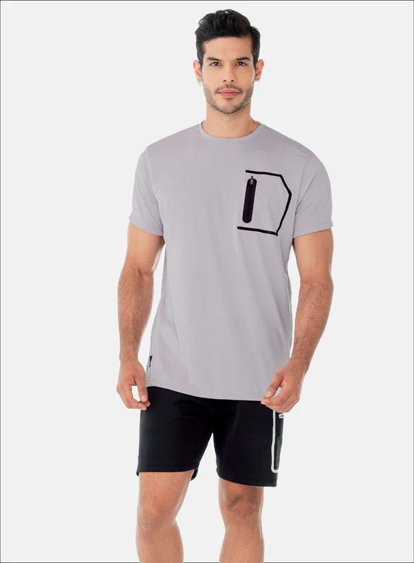 Camiseta deportiva color gris para hombre, marca INIZIO, referencia 86376, vista frontal. Compra al por mayor en int.babalu.com.co en USD.