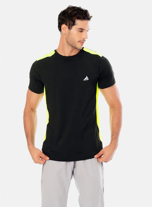 Camiseta deportiva color negro para hombre, marca INIZIO, referencia 86066, vista frontal. Compra al por mayor en int.babalu.com.co en USD.