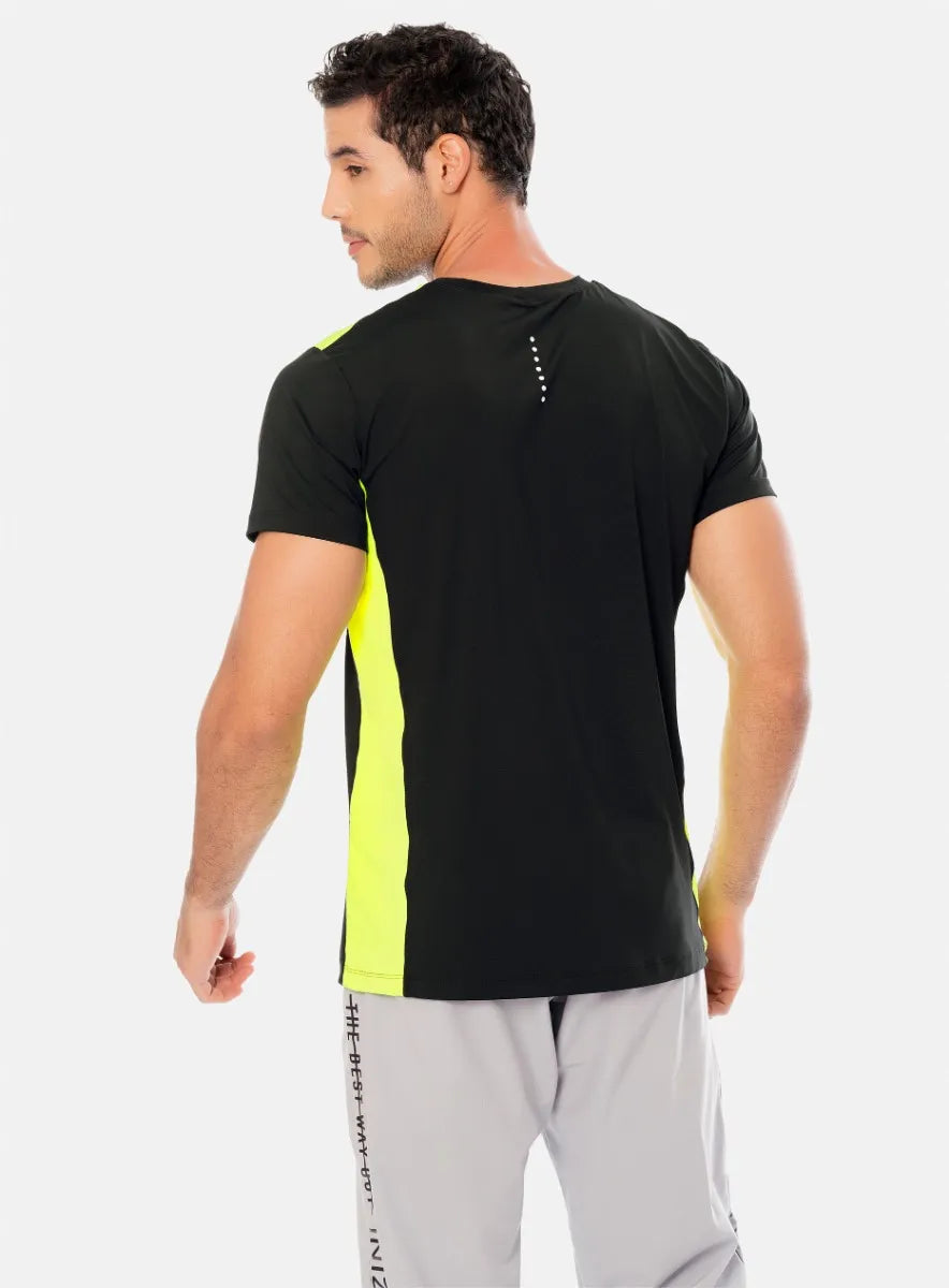 Camiseta deportiva color negro para hombre, marca INIZIO, referencia 86066, vista trasera. Compra al por mayor en int.babalu.com.co en USD.