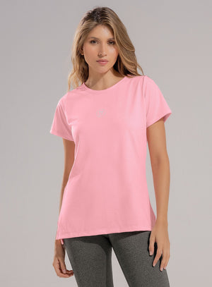 Camiseta deportiva color rosado para mujer, marca BABALÚ, referencia 112453, vista frontal. Compra al por mayor en int.babalu.com.co en USD.