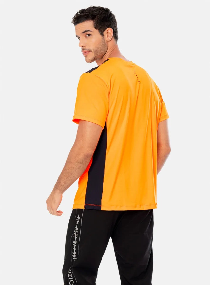 CAMISETA DEPORTIVA HOMBRE CON CORTES EN CONTRASTE TALLA S - M - L - XL PRECIO ESPECIAL
