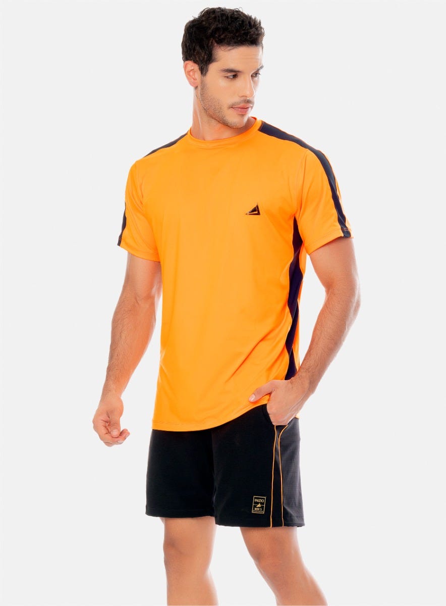 CAMISETA DEPORTIVA HOMBRE CON CORTES EN HOMBRO Y COSTADO TALLA S - M - L - XL - ¡PRECIO ESPECIAL!