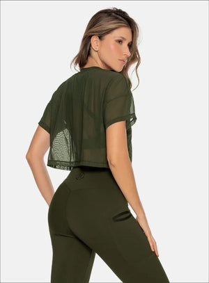 Camistea deportiva color verde para mujer, marca BABALÚ, referencia 105883, vista lateral. Compra al por mayor en int.babalu.com.co en USD.