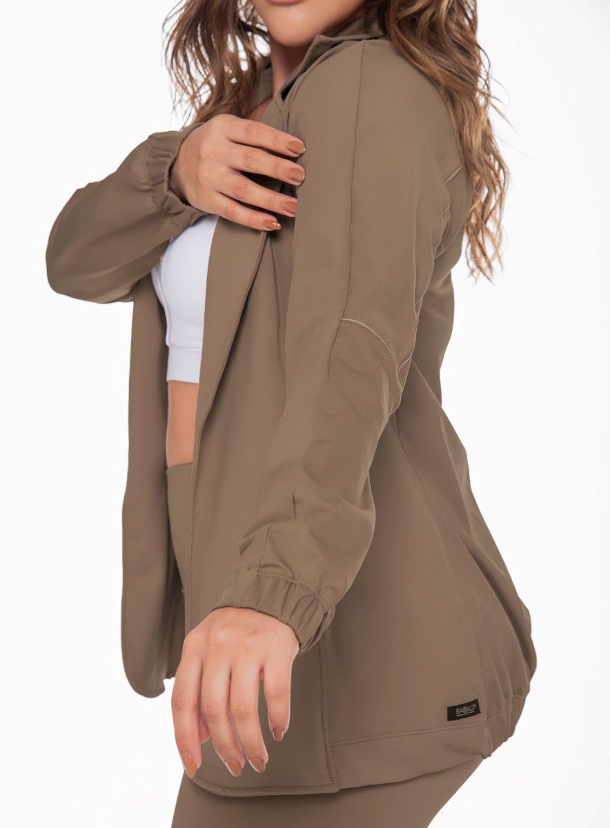 Chaqueta casual color arequipe para mujer, marca BABALÚ, referencia 111223, vista lateral. Compra al por mayor en int.babalu.com.co en USD.