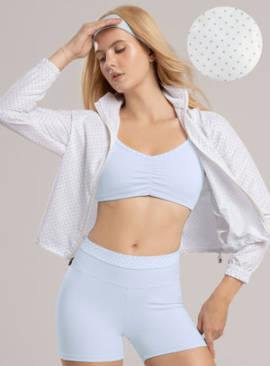 Chaqueta deportiva color azul baby para mujer, marca BABALÚ, referencia 115913, vista frontal. Compra al por mayor en int.babalu.com.co en USD.