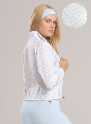 Chaqueta deportiva color azul baby para mujer, marca BABALÚ, referencia 115913, vista lateral. Compra al por mayor en int.babalu.com.co en USD.