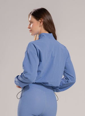 Chaqueta deportiva color azul para mujer, marca BABALÚ, referencia 112323, vista trasera. Compra al por mayor en int.babalu.com.co en USD.