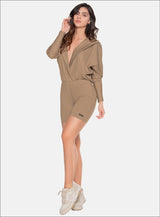 ENTERIZO MANGA MURCIELAGO CON BLUSA CRUZADA Y CAPUCHA