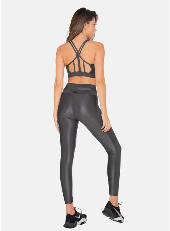 ATHLETIC LEGGINGS IN POLIAMIDE LEATHER LOOK - SPECIAL PRICE