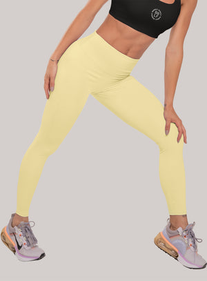 Leggins deportivo color amarillo para mujer, marca BABALÚ, referencia 114823, vista frontal. Compra al por mayor en int.babalu.com.co en USD.