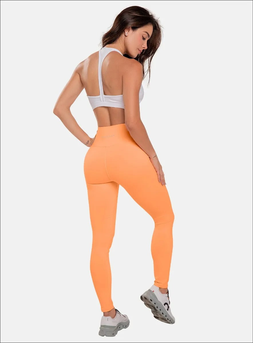 Leggins deportivo color amarillo neon para mujer, marca BABALÚ, referencia 37683, vista trasera. Compra al por mayor en int.babalu.com.co en USD.