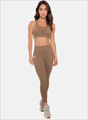 Leggins deportivo color arequipe para mujer, marca BABALÚ, referencia 107033, vista frontal. Compra al por mayor en int.babalu.com.co en USD.