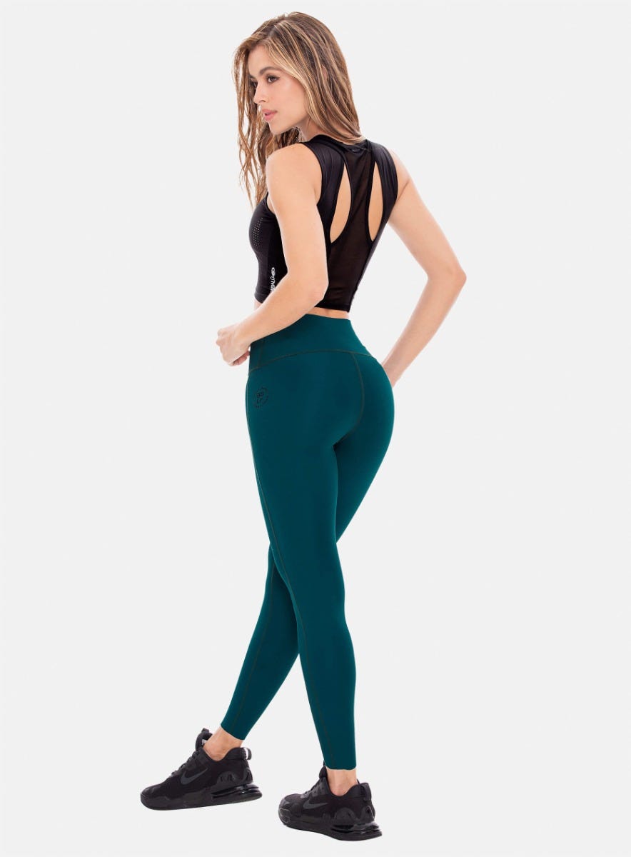 Leggins deportivo color azul para mujer, marca BABALÚ, referencia 107713, vista trasera. Compra al por mayor en int.babalu.com.co en USD.
